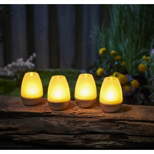 LED Akku Lounge Lichter 4er-Set mit Touchsensor Kabellos für Innen und Außen RGBW - Silber Matt