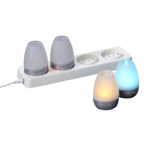 LED Akku Lounge Lichter 4er-Set mit Touchsensor Kabellos für Innen und Außen RGBW - Silber Matt