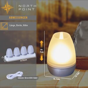LED Akku Lounge Lichter 4er-Set mit Touchsensor Kabellos für Innen und Außen RGBW - Silber Matt