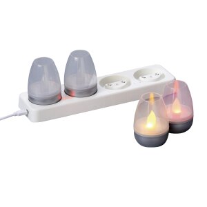 LED Akku Lounge Lichter 4er-Set mit Touchsensor Kabellos für Innen und Außen - Silber Transparent