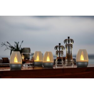 LED Akku Lounge Lichter 4er-Set mit Touchsensor Kabellos für Innen und Außen - Silber Transparent