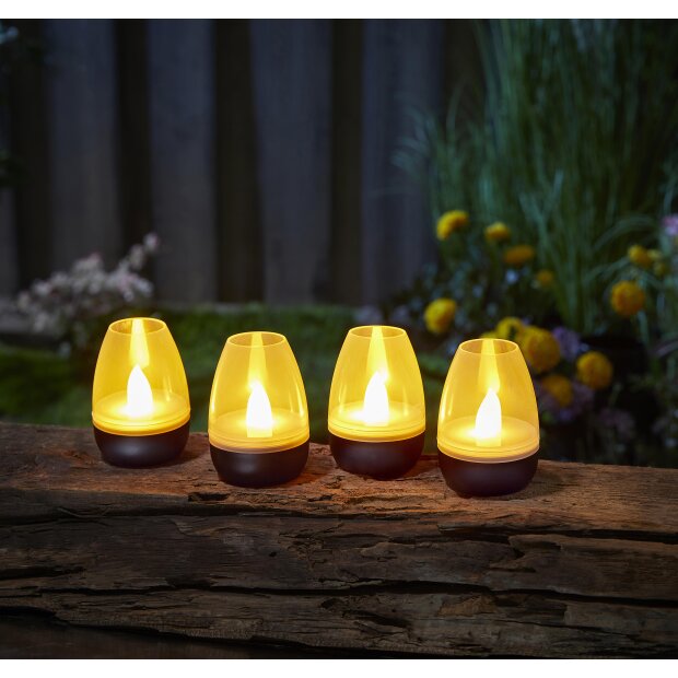 LED Akku Lounge Lichter 4er-Set mit Touchsensor Kabellos für Innen und Außen - Schwarz Transparent
