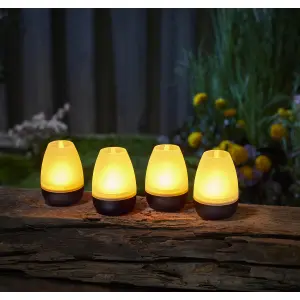 LED Akku Lounge Lichter 4er-Set mit Touchsensor Kabellos für Innen und Außen RGBW - Schwarz Matt
