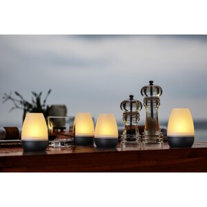 LED Akku Lounge Lichter 4er-Set mit Touchsensor Kabellos für Innen und Außen RGBW - Schwarz Matt
