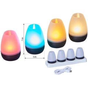 LED Akku Lounge Lichter 4er-Set mit Touchsensor Kabellos für Innen und Außen RGBW - Schwarz Matt