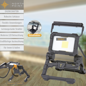 LED Arbeitsstrahler 20 W 2200 Lumen 5000 K IP65 Dimmfunktion mit rückseitigem Schalter Aufhängung