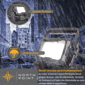 LED Arbeitsstrahler 20 W 2200 Lumen 5000 K IP65 Dimmfunktion mit rückseitigem Schalter Aufhängung