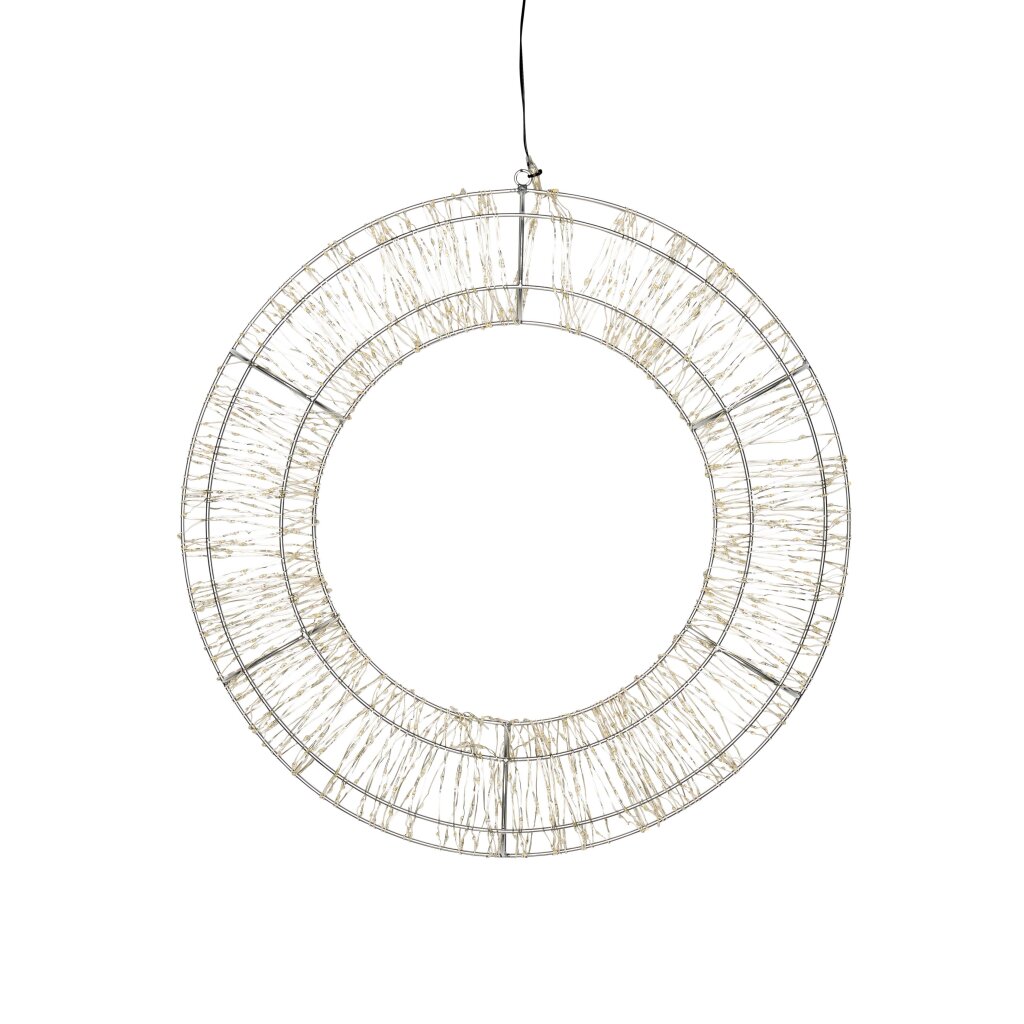 B-Ware XXL LED Lichtkranz in Silber 1000 Micro LEDs 50cm Durchmesser