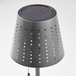 B-Ware LED Outdoor Tischleuchte Grau wiederaufladbar 2200mAh Akku Metall Solar Wasserfest