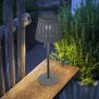 B-Ware LED Outdoor Tischleuchte Grau wiederaufladbar 2200mAh Akku Metall Solar Wasserfest