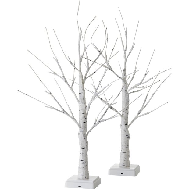 Northpoint LED Lichtbaum Weihnachtsdeko In- & Outdoor | elastische Zweige | Timerfunktion 60cm Birke 2er-Set