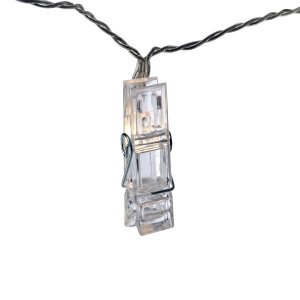 LED Fotoklammer Lichterkette mit Batterie 10 Warmweiße Leuchtklammer Batteriebetrieben 175cm lang