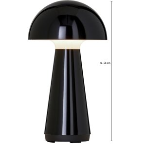 LED Design Tischleuchte Mushroom Light dimmbar 300 Lumen für Innen und Außen 28 cm hoch Schwarz