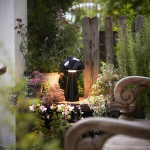 LED Design Tischleuchte Mushroom Light dimmbar 300 Lumen für Innen und Außen 28 cm hoch Schwarz