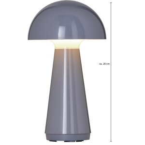 LED Design Tischleuchte Mushroom Light dimmbar 300 Lumen für Innen und Außen 28 cm hoch Grau