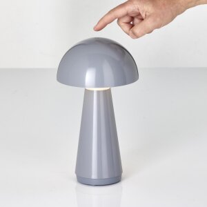 LED Design Tischleuchte Mushroom Light dimmbar 300 Lumen für Innen und Außen 28 cm hoch Grau