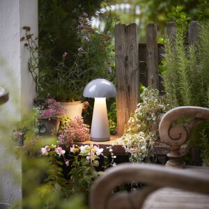 LED Design Tischleuchte Mushroom Light dimmbar 300 Lumen für Innen und Außen 28 cm hoch Grau