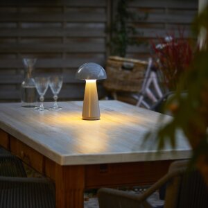 LED Design Tischleuchte Mushroom Light dimmbar 300 Lumen für Innen und Außen 28 cm hoch Grau