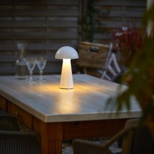 LED Design Tischleuchte Mushroom Light dimmbar 300 Lumen für Innen und Außen 28 cm hoch Weiß