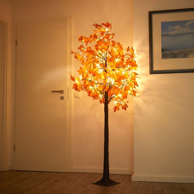 LED Herbst Baum Herbstdeko Lichtbaum in Ahorn-Optik In- & Outdoor | 120 warmweiße LEDs | 180cm hoch