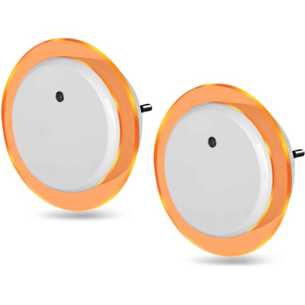 LED Nachtlicht Bernsteinweißes Licht (1500-1800K) 2er-Set Rund mit - Rund mit 2 USB Anschlüssen