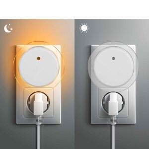 LED Nachtlicht Bernsteinweißes Licht (1500-1800K) 2er-Set Rund mit - Rund mit 2 USB Anschlüssen