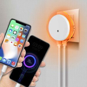 LED Nachtlicht Bernsteinweißes Licht (1500-1800K) 2er-Set Rund mit - Rund mit 2 USB Anschlüssen