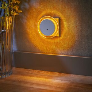 LED Nachtlicht Bernsteinweißes Licht (1500-1800K) 2er-Set Rund mit - Rund mit 2 USB Anschlüssen