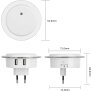 LED Nachtlicht Bernsteinweißes Licht (1500-1800K) 2er-Set Rund mit - Rund mit 2 USB Anschlüssen