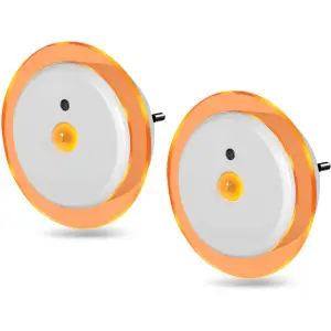 LED Nachtlicht Bernsteinweißes Licht (1500-1800K) 2er-Set Rund mit - Rund mit Bewegungsmelder