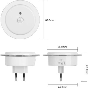 LED Nachtlicht Bernsteinweißes Licht (1500-1800K) 2er-Set Rund mit - Rund mit Bewegungsmelder