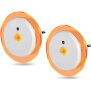 LED Nachtlicht Bernsteinweißes Licht (1500-1800K) 2er-Set Rund mit - Rund mit Bewegungsmelder