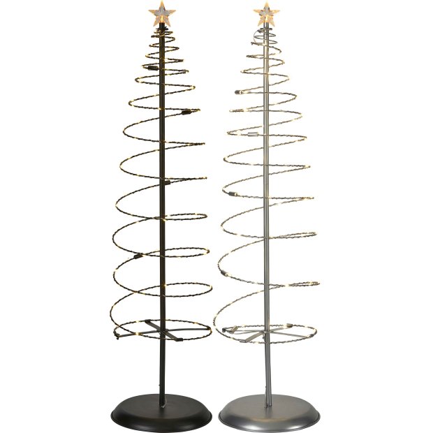 Northpoint LED Spiral Weihnachtsbaum Metall Baum 80 warmweiße LEDs 100 cm hoch für Innen und Außen batteriebetrieben Timerfunktion