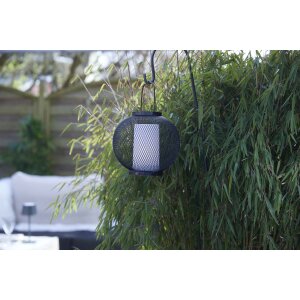 LED Laterne aus Metall mit Timer & Flackereffekt  batteriebetrieben für Innen & Außen Rund