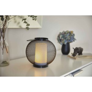 LED Laterne aus Metall mit Timer & Flackereffekt  batteriebetrieben für Innen & Außen Rund