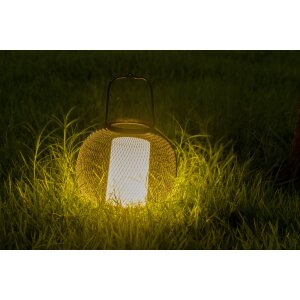 LED Laterne aus Metall mit Timer & Flackereffekt  batteriebetrieben für Innen & Außen Rund