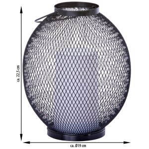 LED Laterne aus Metall mit Timer & Flackereffekt  batteriebetrieben für Innen & Außen Oval