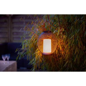 LED Laterne aus Metall mit Timer & Flackereffekt  batteriebetrieben für Innen & Außen Oval