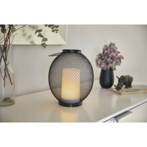 LED Laterne aus Metall mit Timer & Flackereffekt  batteriebetrieben für Innen & Außen Oval