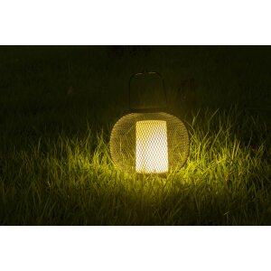 LED Laterne aus Metall mit Timer & Flackereffekt  batteriebetrieben für Innen & Außen Oval