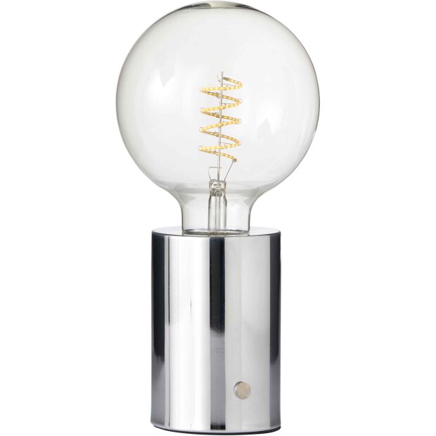 LED Eddison Lampe Akku Design Tischlampe mit Glühdraht 2000mAh dimmbar Chrom klare Birne