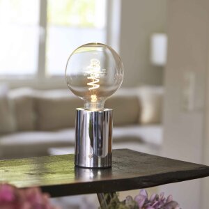 LED Eddison Lampe Akku Design Tischlampe mit Glühdraht 2000mAh dimmbar Chrom klare Birne