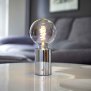 Northpoint LED Akku Tischlampe Edison Style Glühbirne mit Glühdraht bis zu 96 Stunden Laufzeit 2000mAh Touch Dimmer Ambientelicht Tischleuchte Chrom klare Birne
