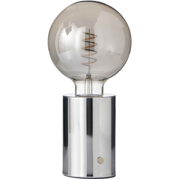 Northpoint LED Eddison Lampe Akku Design Tischlampe mit Glühdraht 2000mAh dimmbar Chrom dunkle Birne