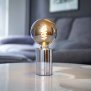 Northpoint LED Akku Tischlampe Edison Style Glühbirne mit Glühdraht bis zu 96 Stunden Laufzeit 2000mAh Touch Dimmer Ambientelicht Tischleuchte Chrom dunkle Birne