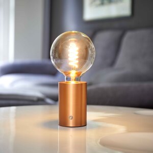 LED Eddison Lampe Akku Design Tischlampe mit Glühdraht 2000mAh dimmbar Roségold klare Birne