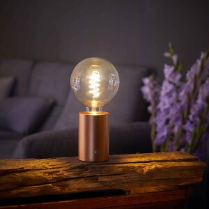 LED Eddison Lampe Akku Design Tischlampe mit Glühdraht 2000mAh dimmbar Roségold klare Birne