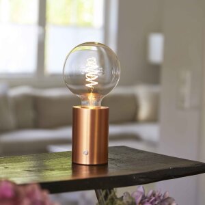 LED Eddison Lampe Akku Design Tischlampe mit Glühdraht 2000mAh dimmbar Roségold klare Birne
