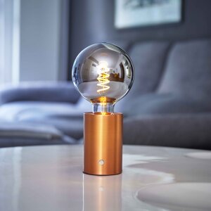 LED Eddison Lampe Akku Design Tischlampe mit Glühdraht 2000mAh dimmbar Roségold dunkle Birne