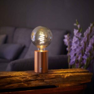 LED Eddison Lampe Akku Design Tischlampe mit Glühdraht 2000mAh dimmbar Roségold dunkle Birne